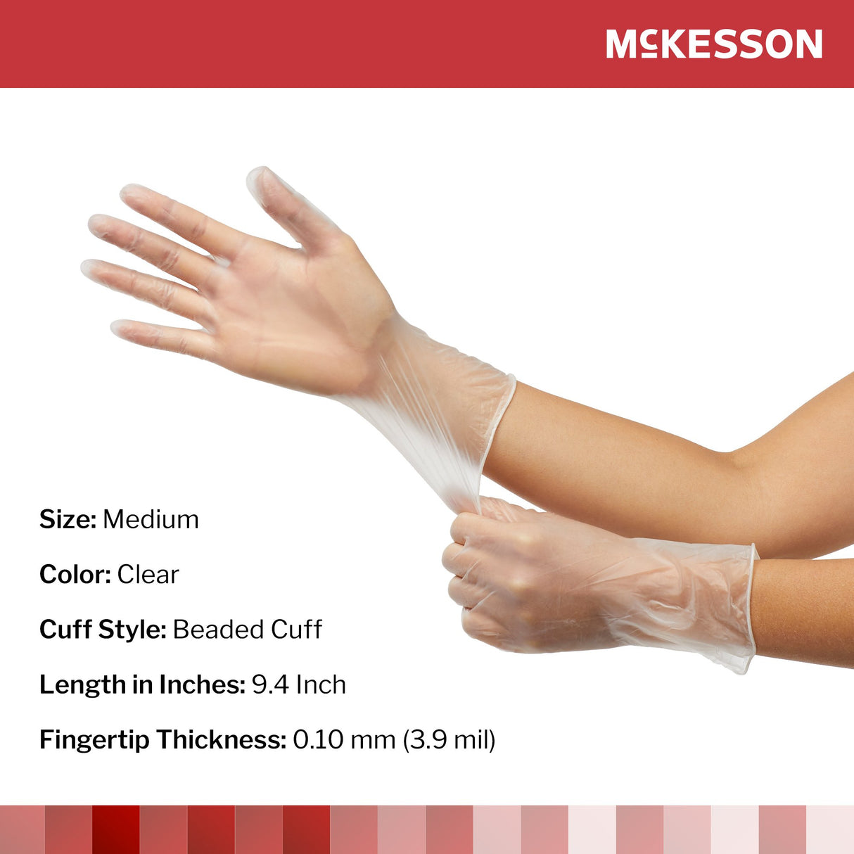 Exam Glove McKesson Medium NonSterile Vinyl Standard Cuff Length Smooth Clear Not Rated - BeHope