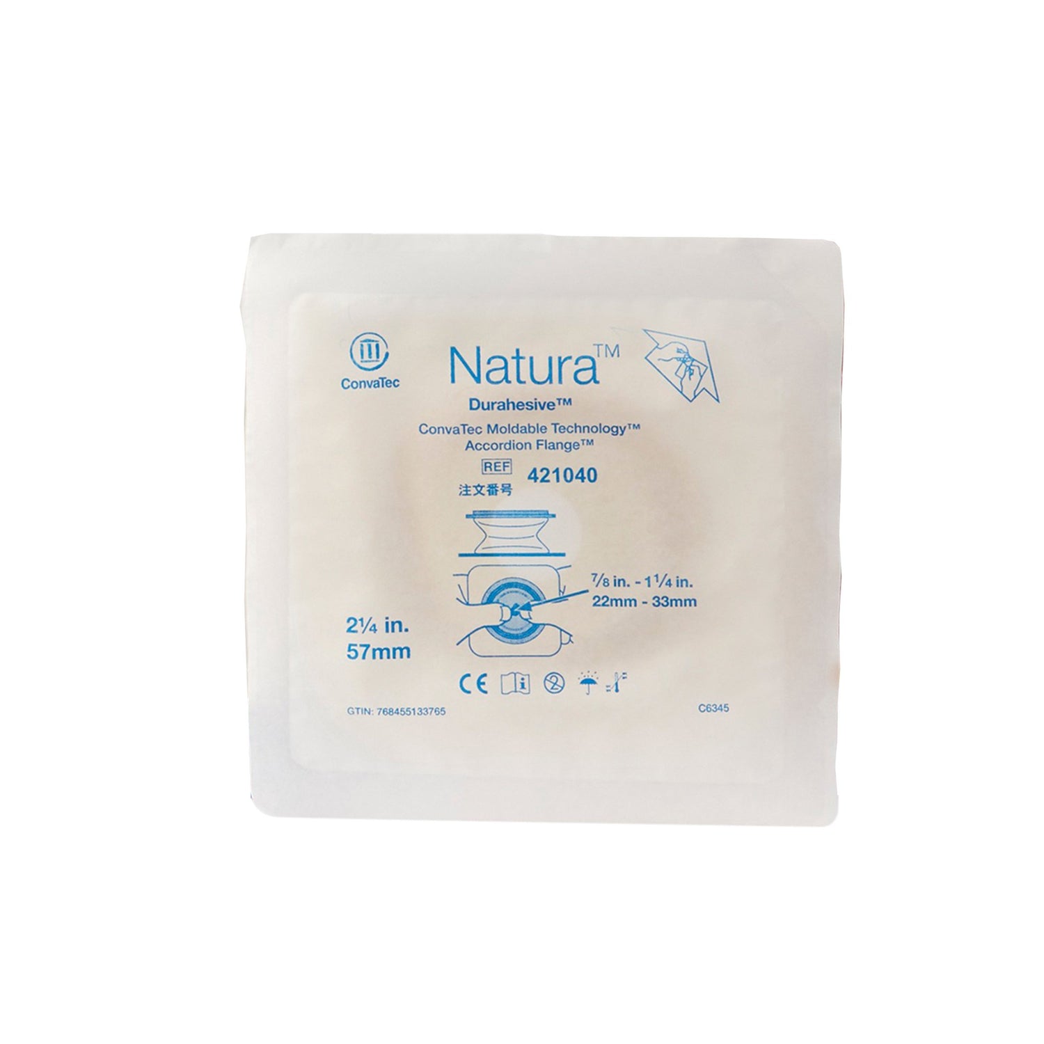 Ostomy Barrier Natura™ Moldable Durahesive® Adhesive 57 mm Flange Sur-Fit® Natura® System Hydrocolloid Tape Collar 7/8 to 1-1/4 Inch Opening - BeHope
