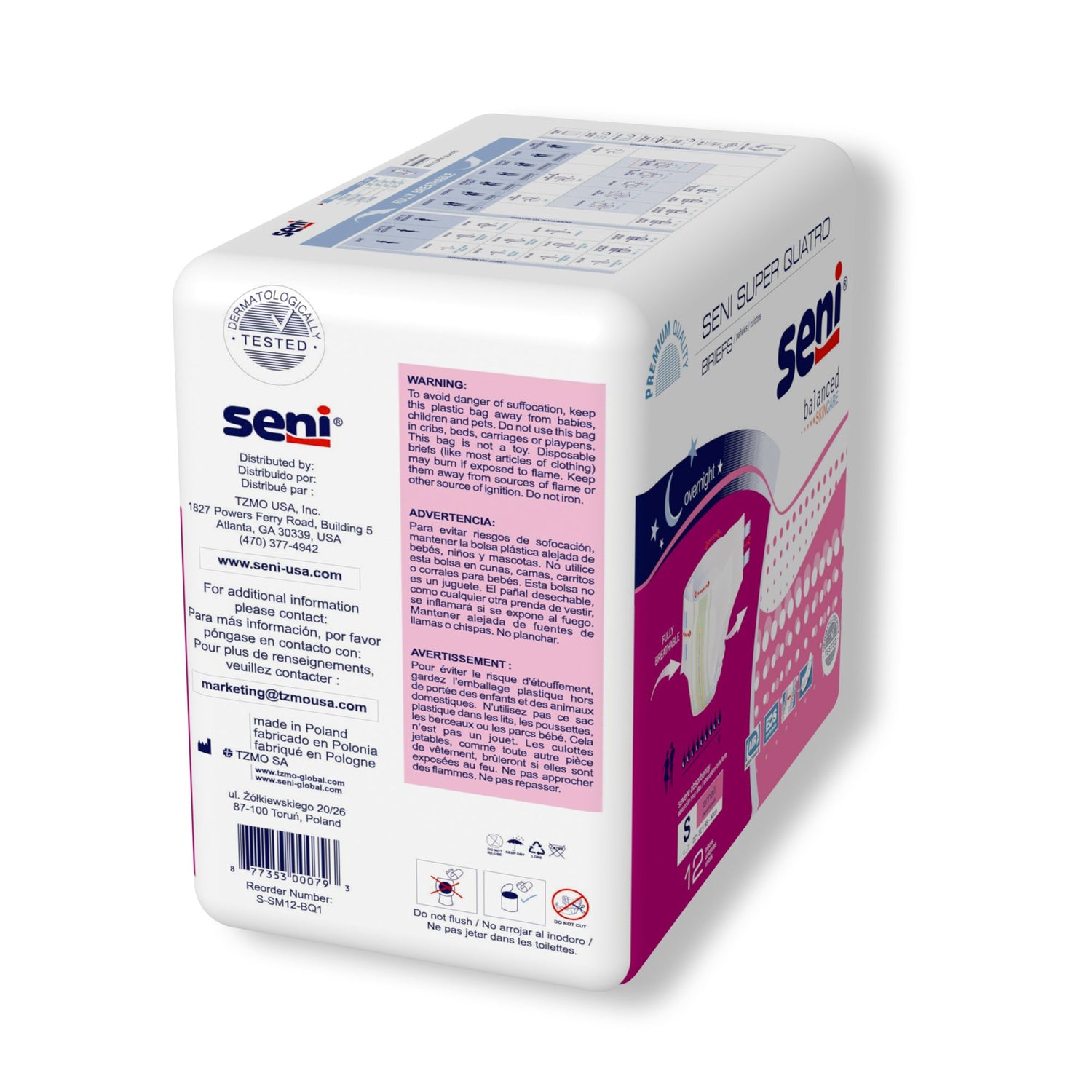 Unisex Adult Incontinence Brief Seni® Super Quatro Small Disposable Heavy Absorbency - BeHope