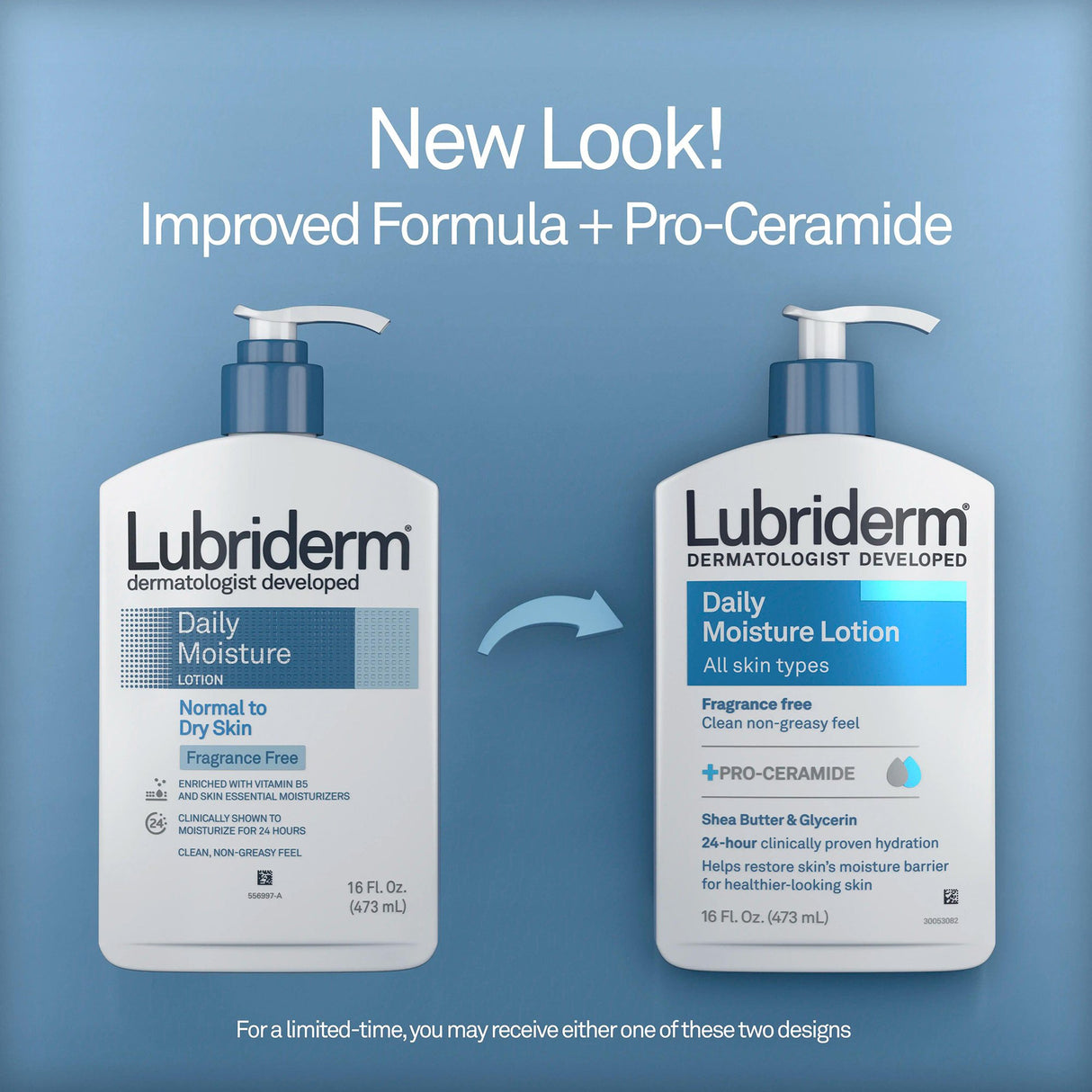 Hand and Body Moisturizer Lubriderm® 16 oz. Pump Bottle Unscented Lotion CHG Compatible - BeHope