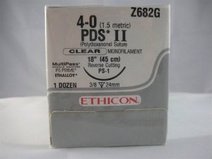 Absorbable Suture with Needle PDS™ II Polydioxanone PS-1 3/8 Circle Reverse Cutting Needle Size 4-0 Monofilament - BeHope