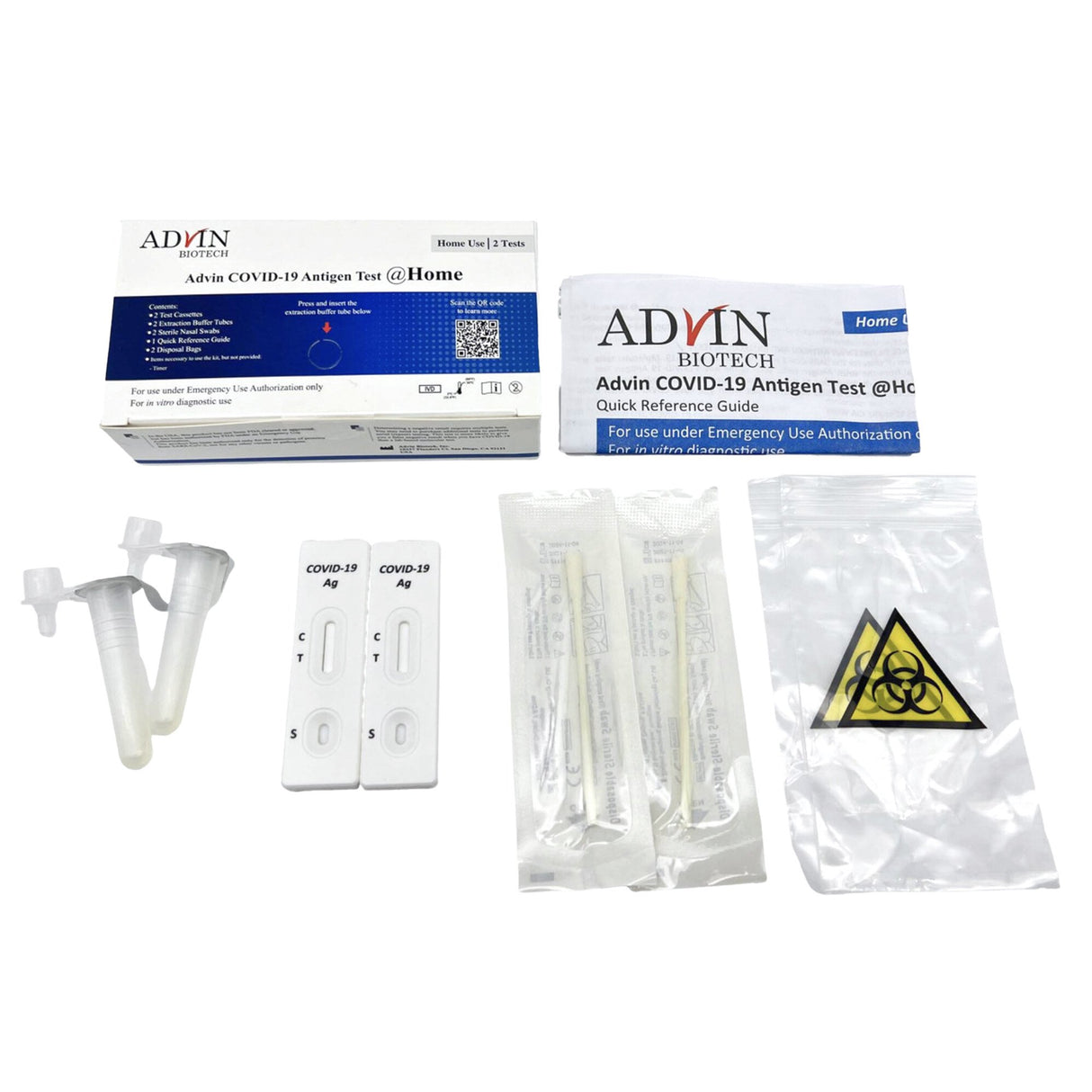 Respiratory Test Kit Advin COVID-19 Antigen Test 2 Tests per Kit - BeHope