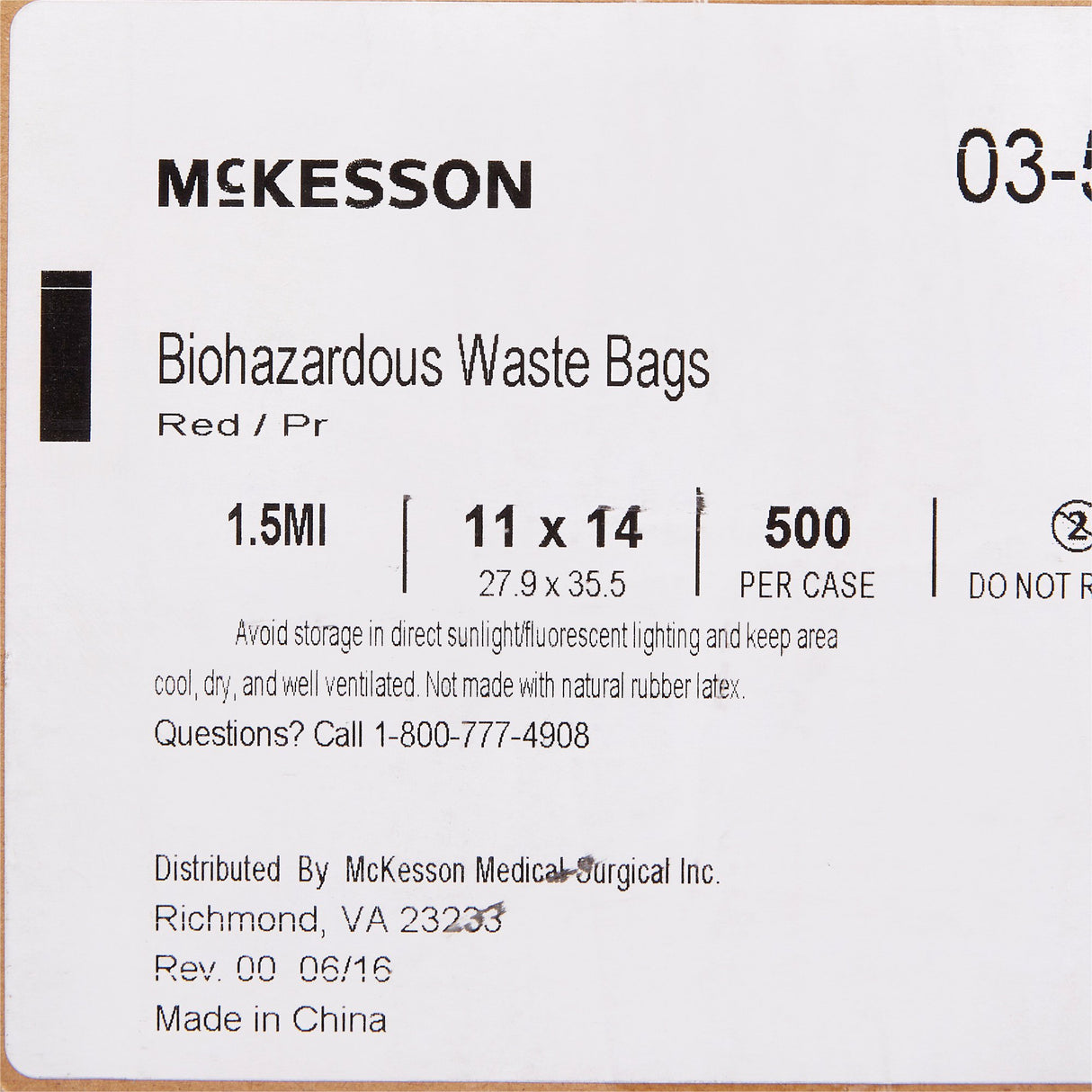 Biohazard Waste Bag McKesson Biohazard Symbol / Infectious Waste 1 to 6 gal. Red 11 X 14 Inch - BeHope