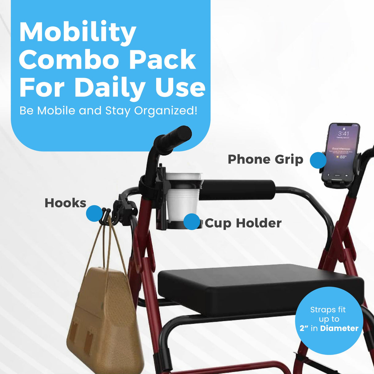 Easy Mobility Walker / Wheelchair Mobility Combo Pack For Walker / Wheelchair - BeHope