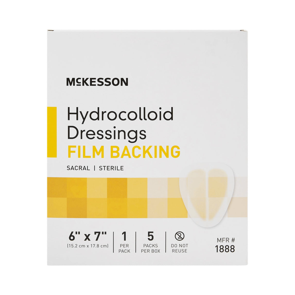 Hydrocolloid Dressing McKesson Waterproof Film Backing 6 X 7 Inch Sacral Hydrocolloid / Film - BeHope