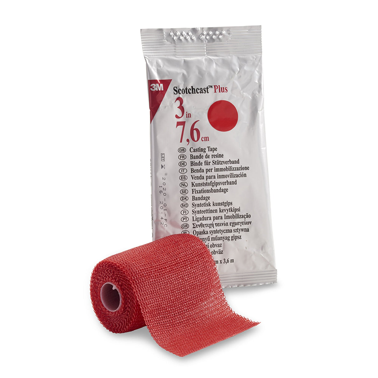 Cast Tape 3M™ Scotchcast™ Plus 3 Inch X 12 Foot Fiberglass / Resin Red - BeHope