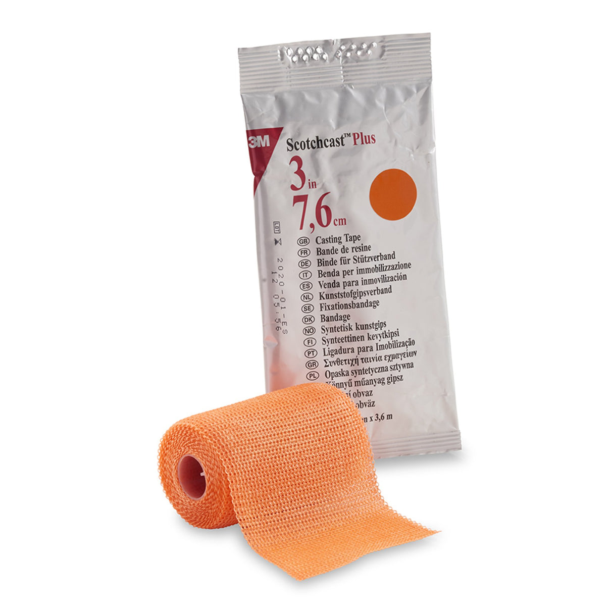 Cast Tape 3M™ Scotchcast™ Plus 3 Inch X 12 Foot Fiberglass / Resin Bright Orange - BeHope