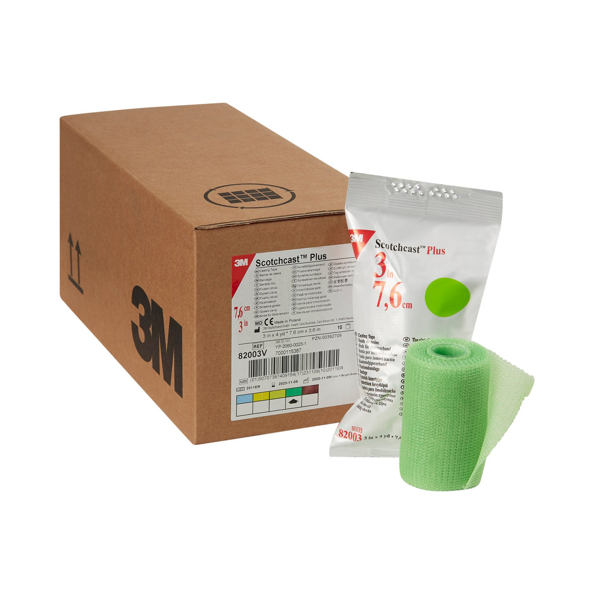 Cast Tape 3M™ Scotchcast™ Plus 3 Inch X 12 Foot Fiberglass / Resin Bright Green - BeHope