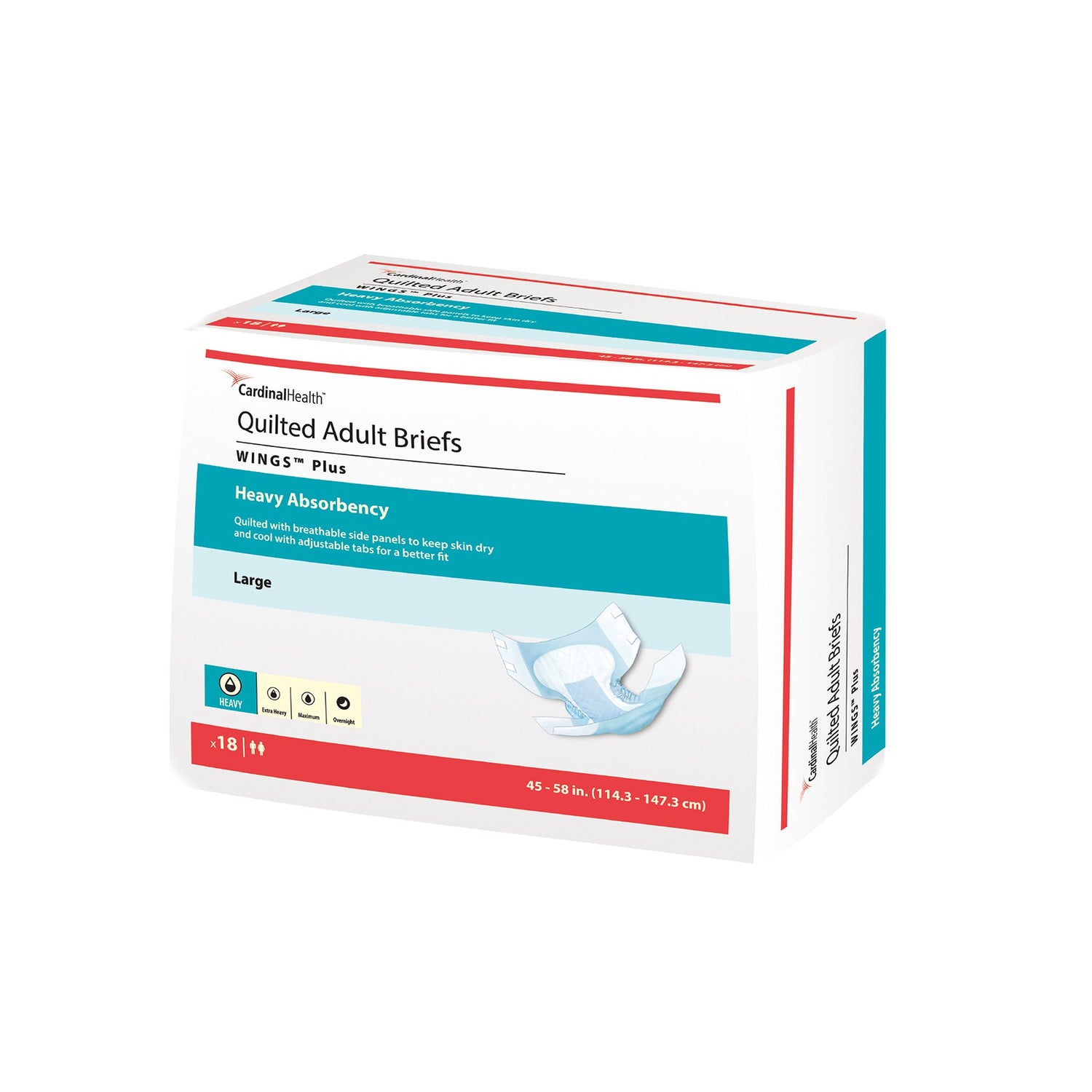 Unisex Adult Incontinence Brief Wings™ Plus Quilted X-Large Disposable Heavy Absorbency - BeHope