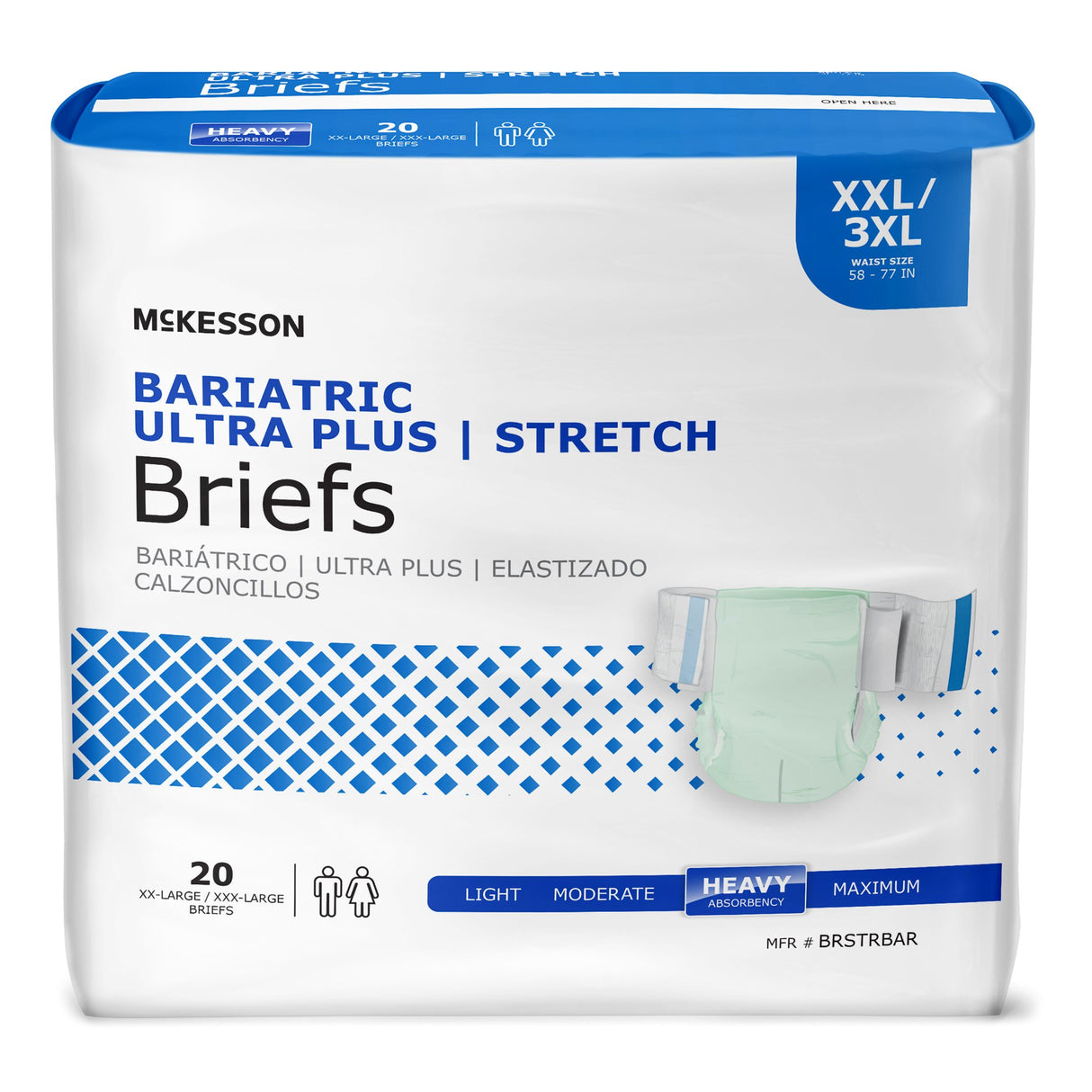 Unisex Adult Incontinence Brief McKesson Ultra Plus Stretch 2X-Large / 3X-Large Disposable Heavy Absorbency - BeHope