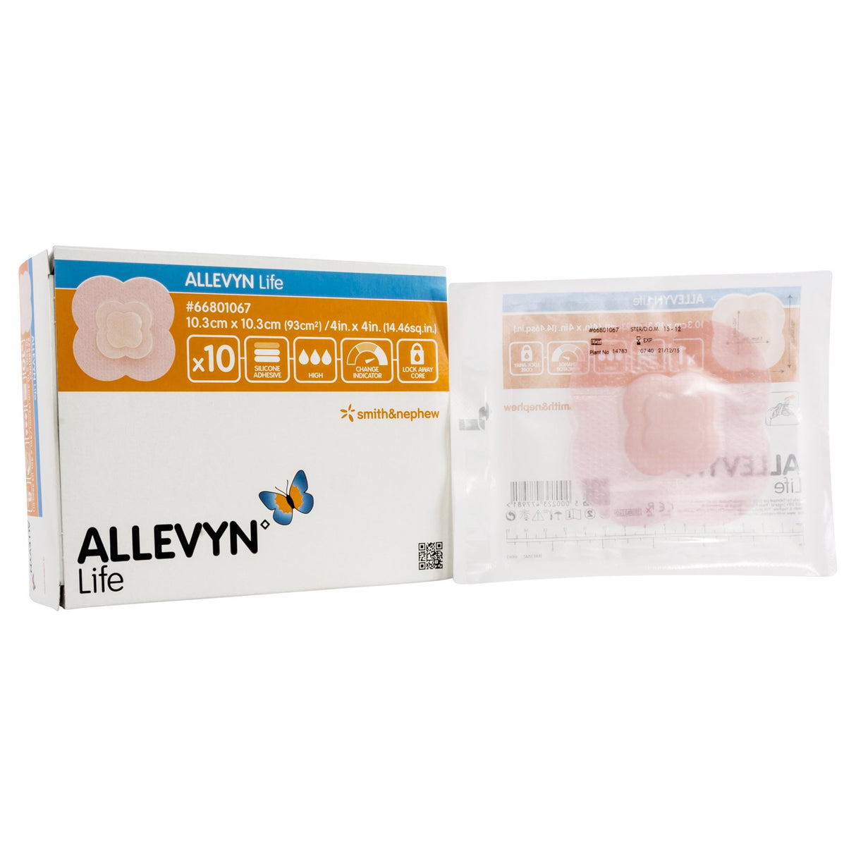 Foam Dressing Allevyn Life 4 X 4 Inch With Border Film Backing Silicone Gel Adhesive Quadrilobe Sterile - BeHope