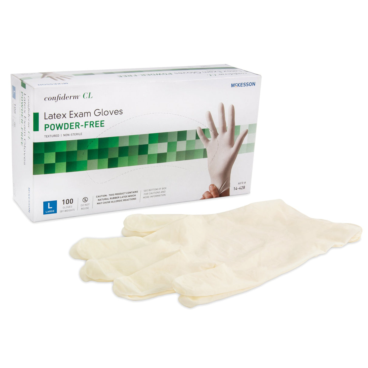 Exam Glove McKesson Confiderm® Large NonSterile Latex Standard Cuff Length Textured Fingertips Ivory Not Rated - BeHope