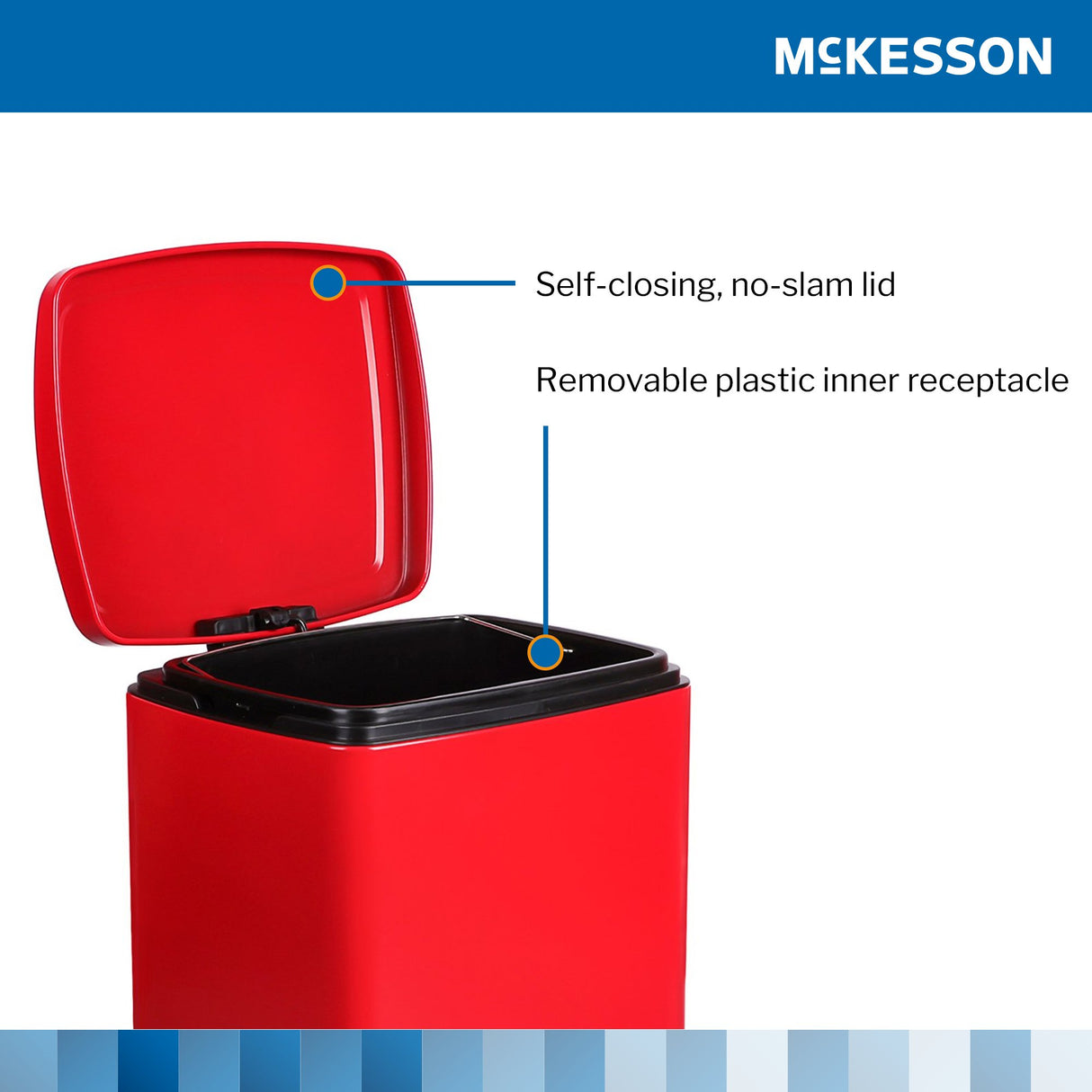 Trash Can McKesson 20 Quart / 5 gal. Red Metal Square - BeHope
