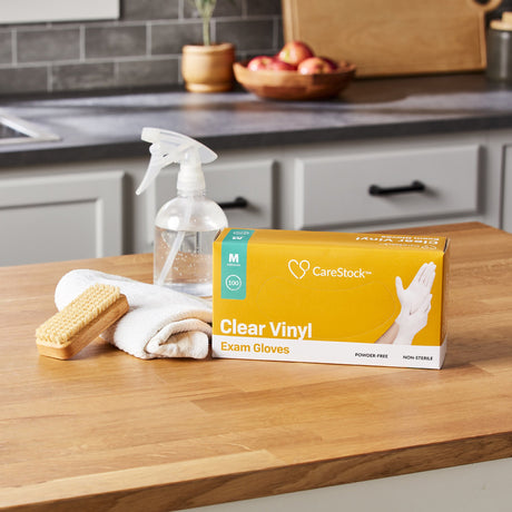 Exam Glove CareStock™ Medium NonSterile Vinyl Standard Cuff Length Smooth Clear Not Rated - BeHope
