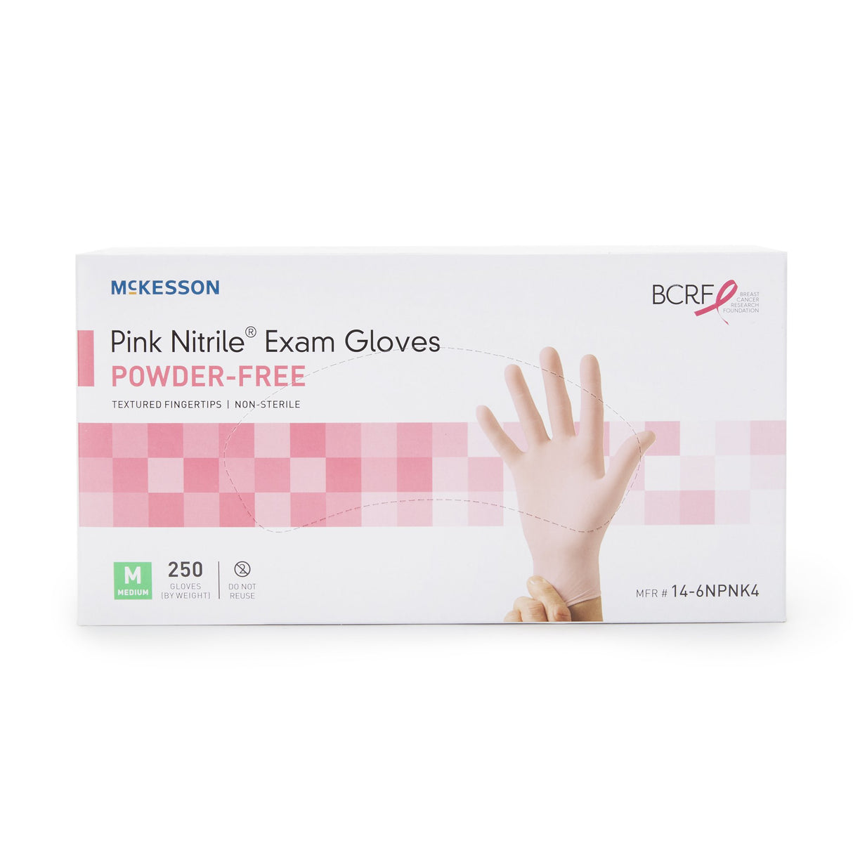 Exam Glove McKesson Pink Nitrile® Medium NonSterile Nitrile Standard Cuff Length Textured Fingertips Pink Not Rated - BeHope