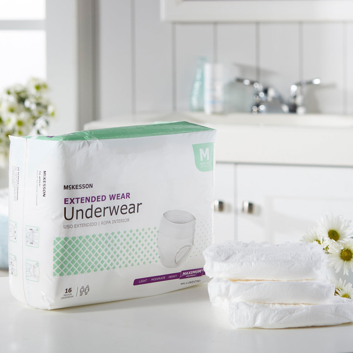Unisex Adult Absorbent Underwear McKesson Pull On with Tear Away Seams Medium Disposable Heavy Absorbency - BeHope