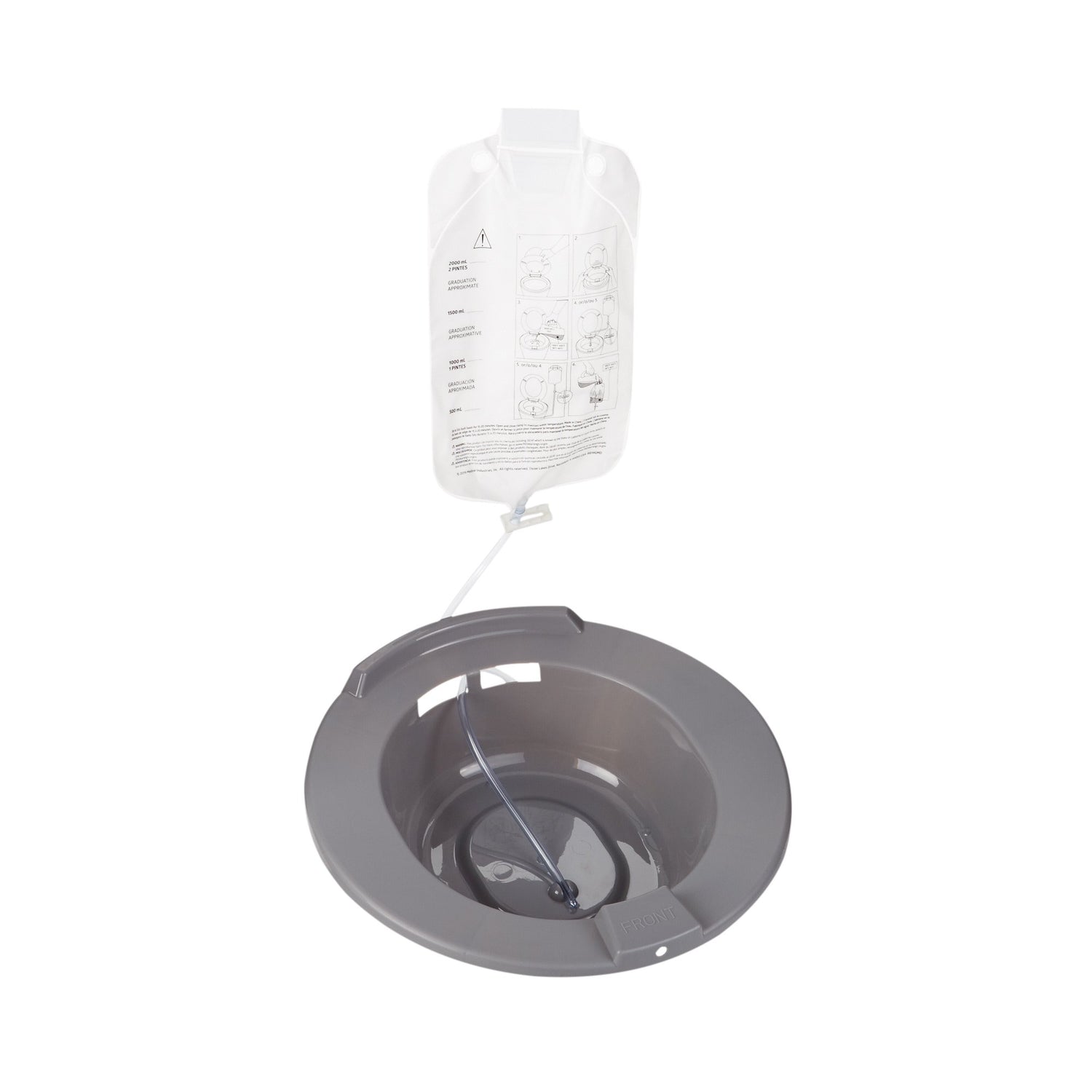 Sitz Bath McKesson Round Graphite Plastic 2000 mL Bag Graduated, 500 mL Increments up to 2000 mL - BeHope