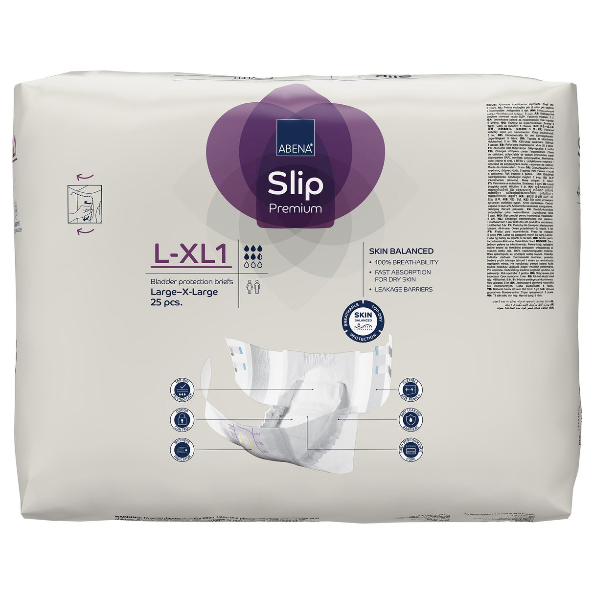 Unisex Adult Incontinence Brief Abena Slip Flexi Fit Large / X-Large Disposable Moderate Absorbency - BeHope