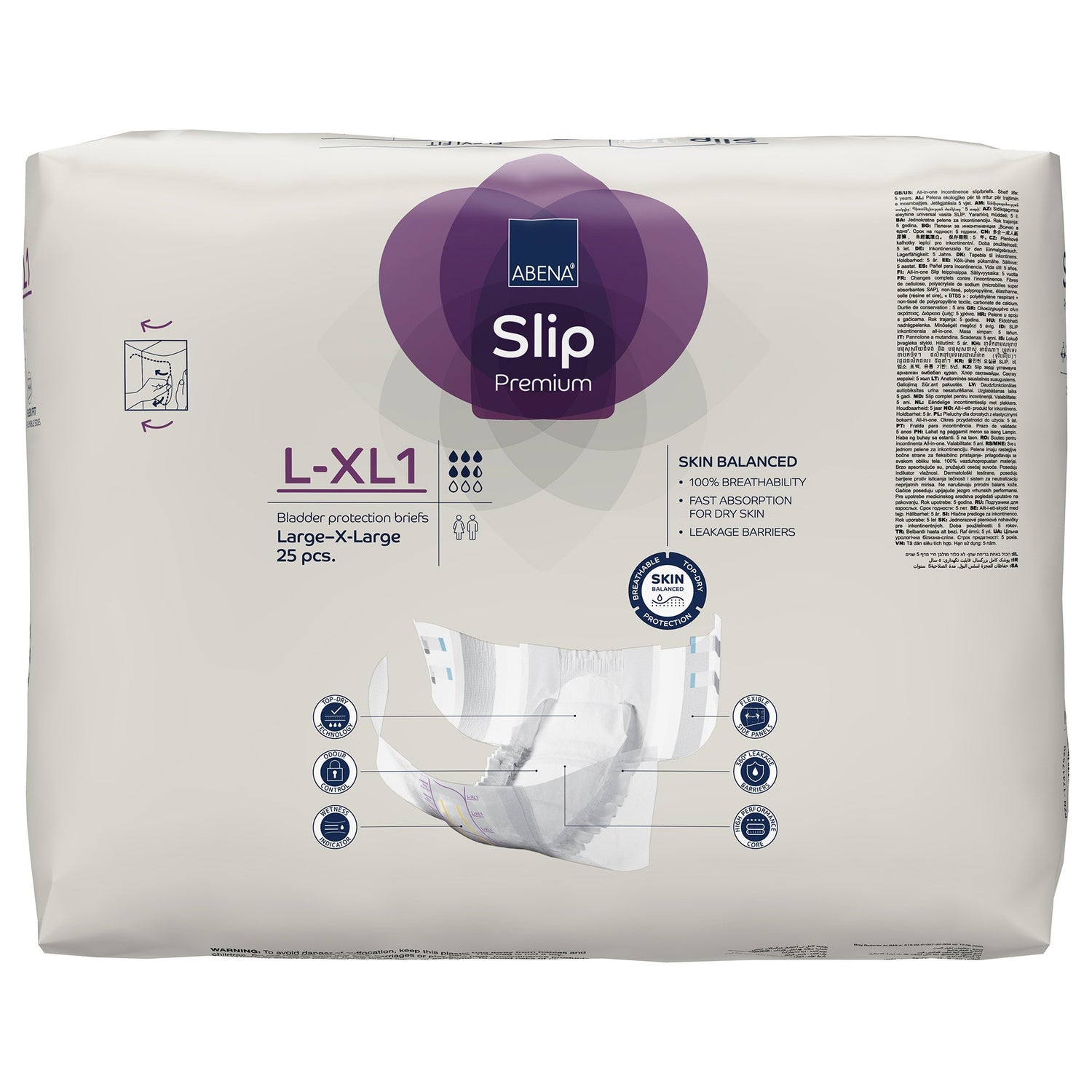 Unisex Adult Incontinence Brief Abena Slip Flexi Fit Large / X-Large Disposable Moderate Absorbency - BeHope