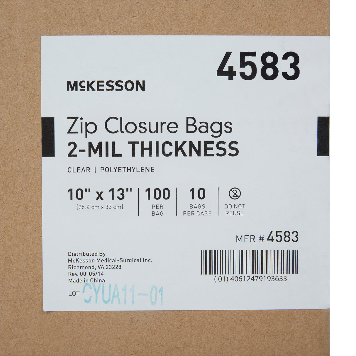 Reclosable Bag McKesson 10 X 13 Inch Polyethylene Clear Zipper Closure - BeHope