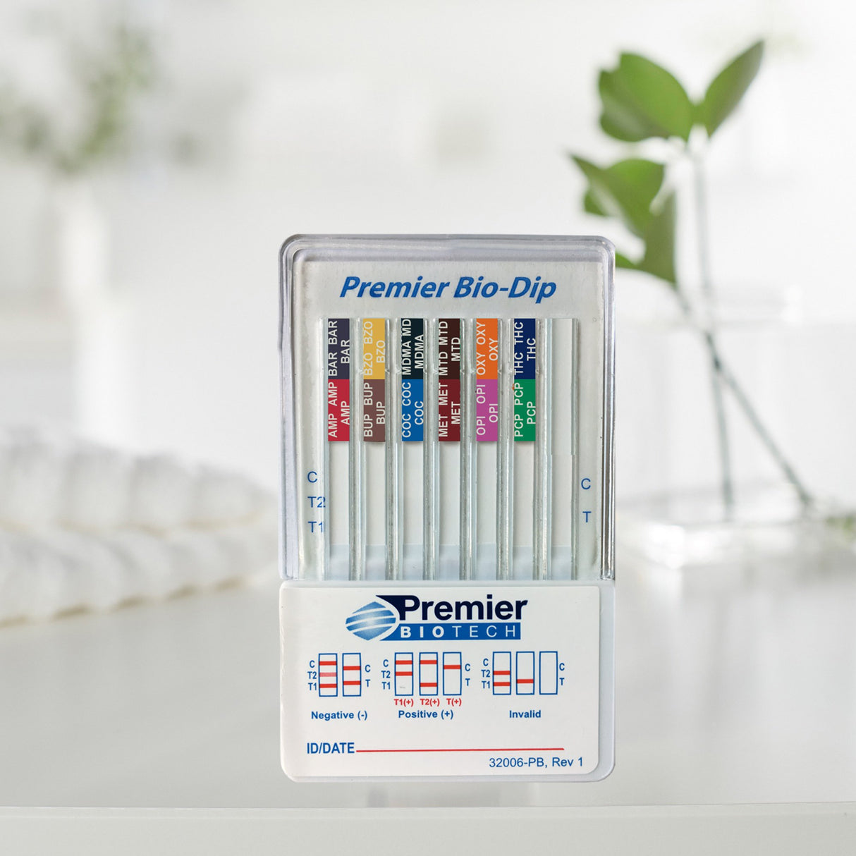 Drugs of Abuse Test Kit Premier Bio-Dip AMP, BAR, BUP, BZO, COC, mAMP/MET, MDMA, MTD, OPI, OXY, PCP, THC 50 25 Tests CLIA Waived - BeHope