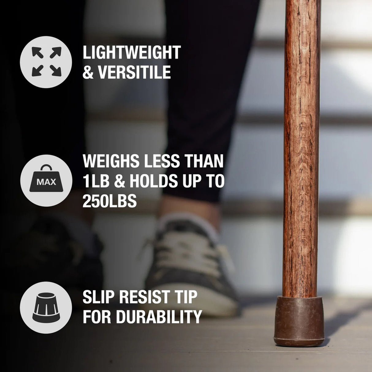 Round Handle Cane Brazos™ Twisted Wood 37 Inch Height Red Oak - BeHope