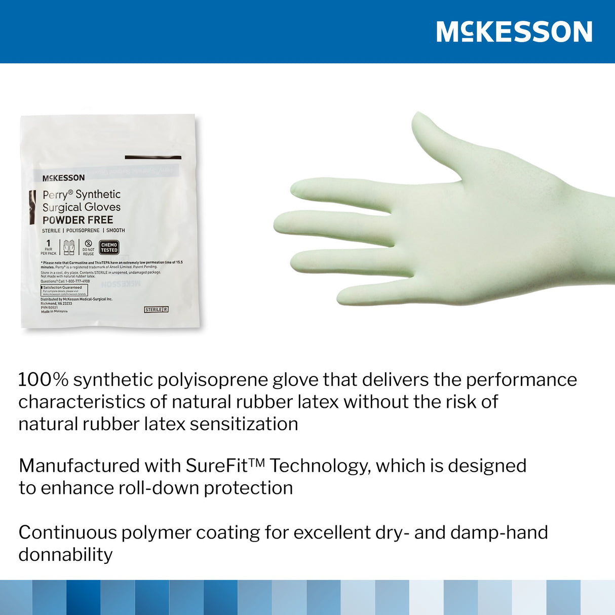 Surgical Glove McKesson Perry® Performance Plus Size 8 Sterile Polyisoprene Standard Cuff Length Smooth Green Chemo Tested - BeHope