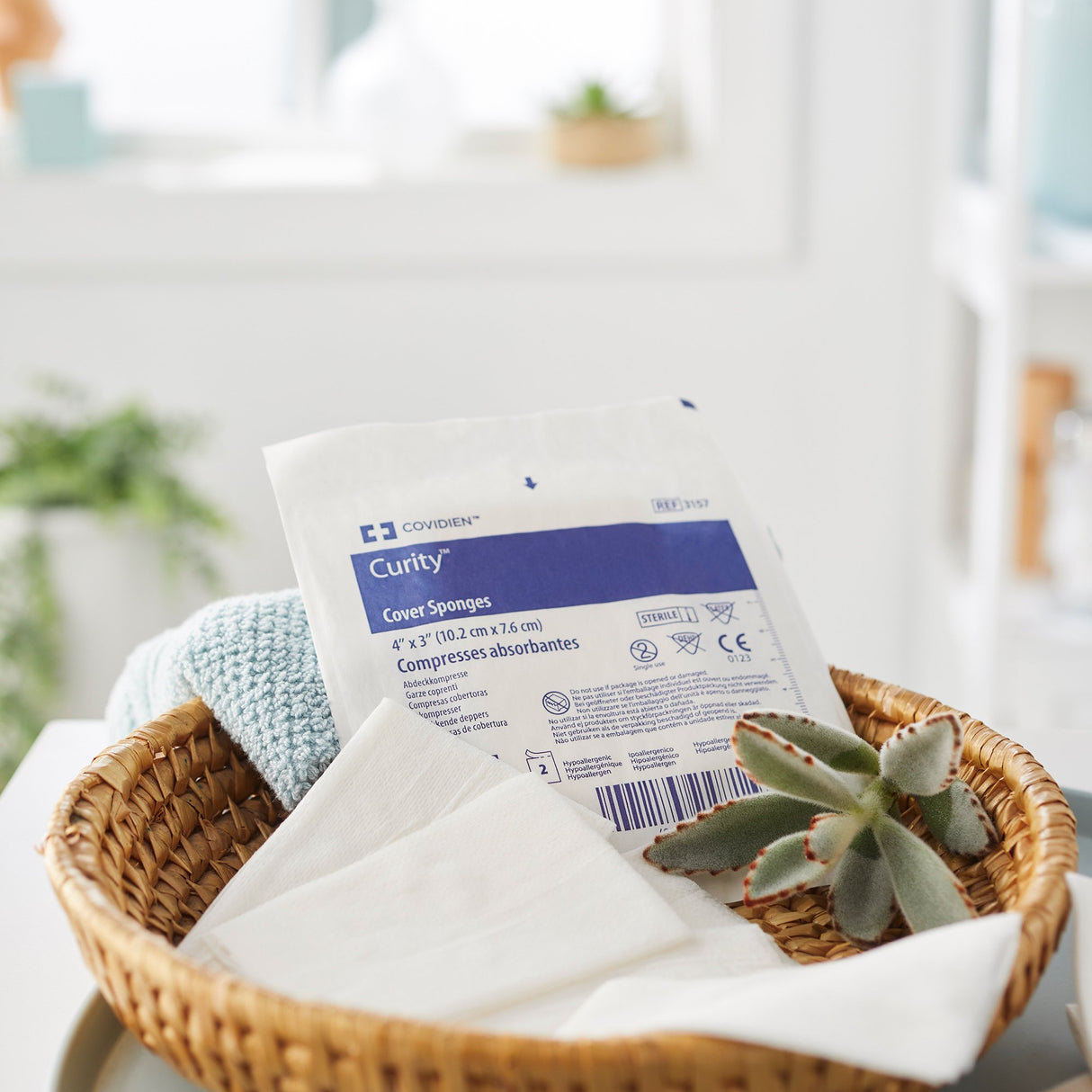 Cellulose Filled Nonwoven Sponge Curity 3 X 4 Inch 4-Ply Sterile 2 per Pack - BeHope