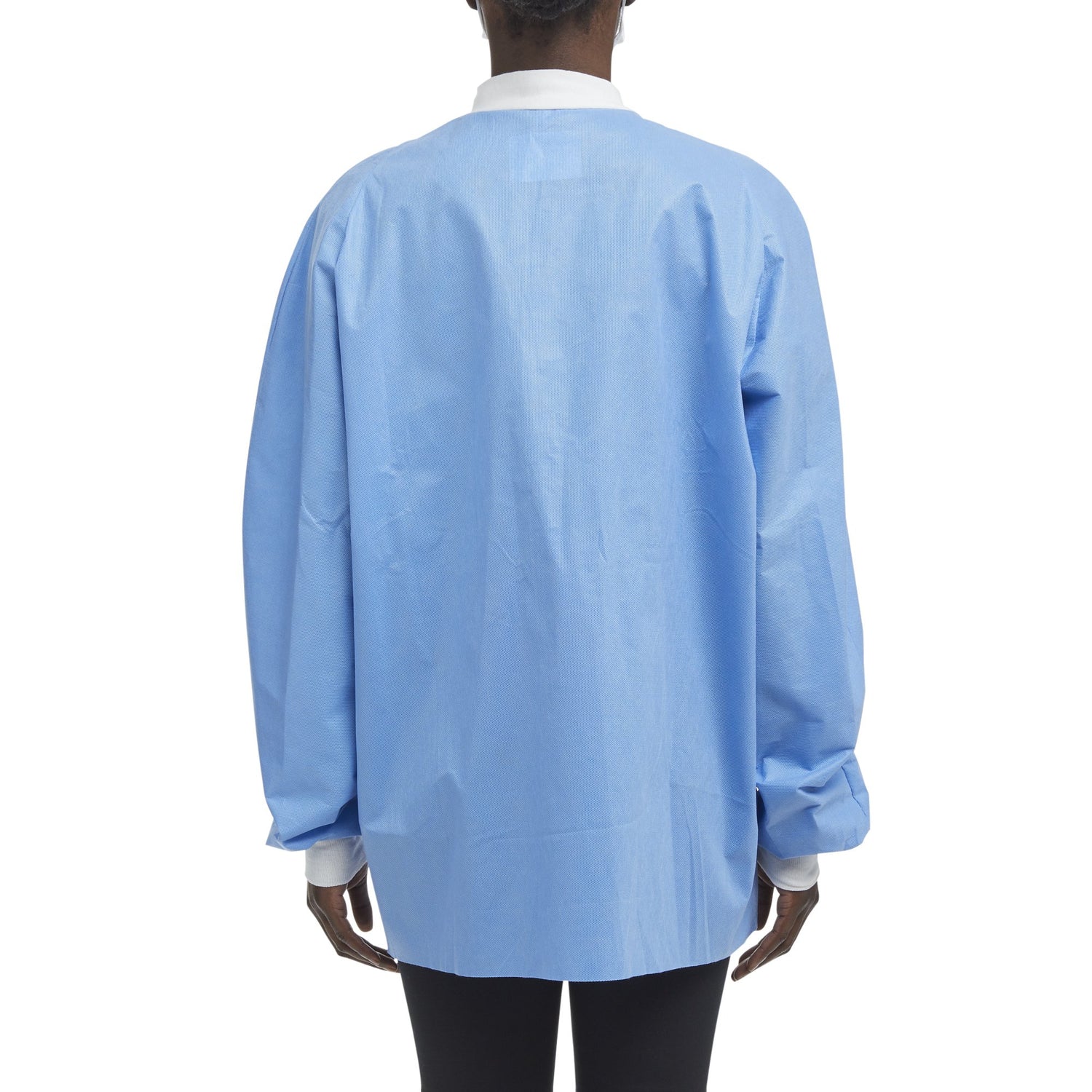 Lab Jacket Blue Large Hip Length 3-Layer SMS Disposable - BeHope