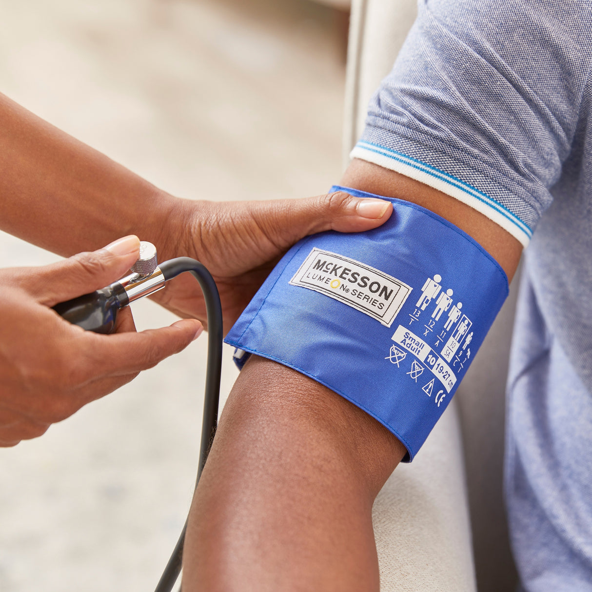Reusable Blood Pressure Cuff and Bulb McKesson LUMEON™ 19 to 27 cm Arm Nylon Cuff Small Adult Cuff - BeHope