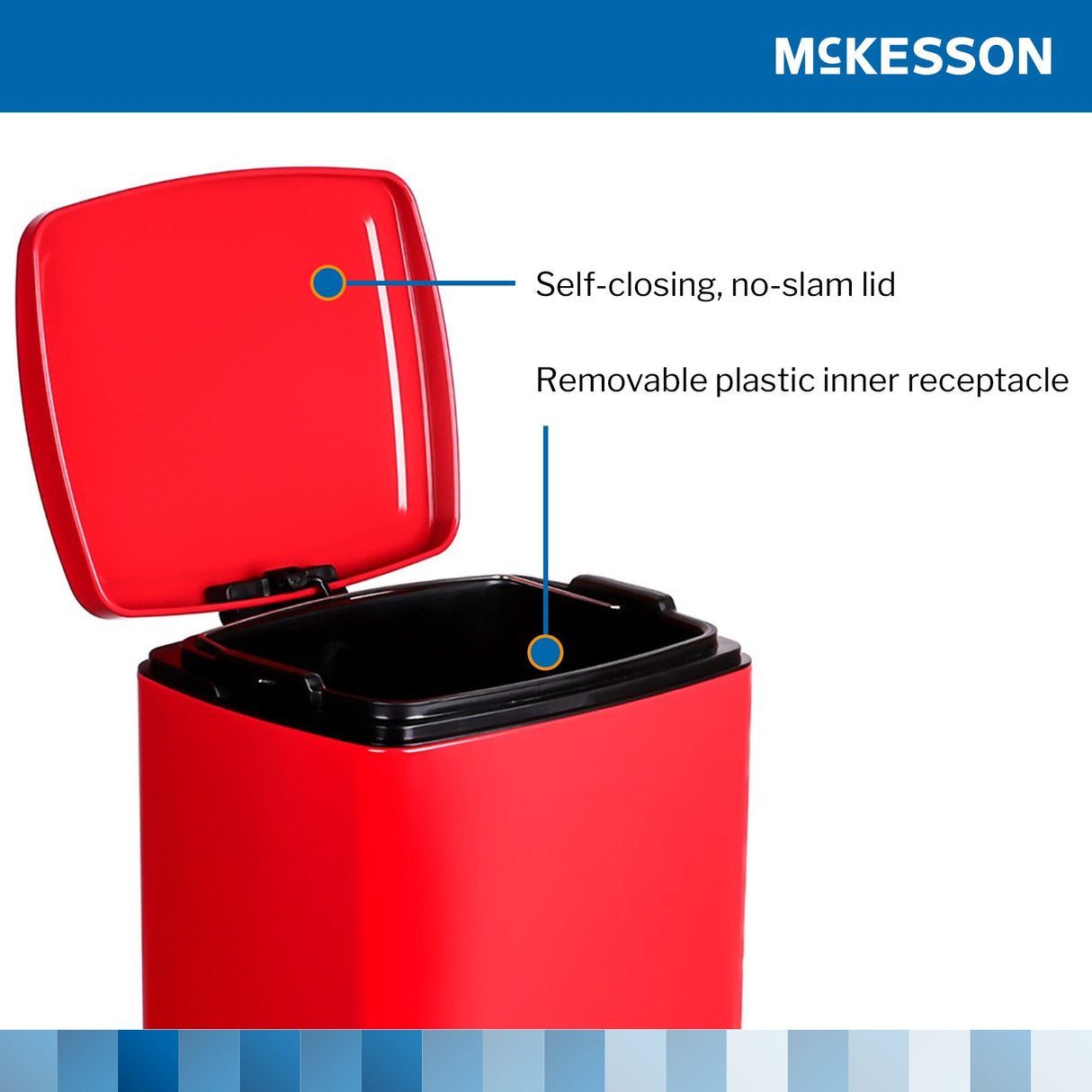 Trash Can McKesson 32 Quart / 8 gal. Red Metal Square - BeHope