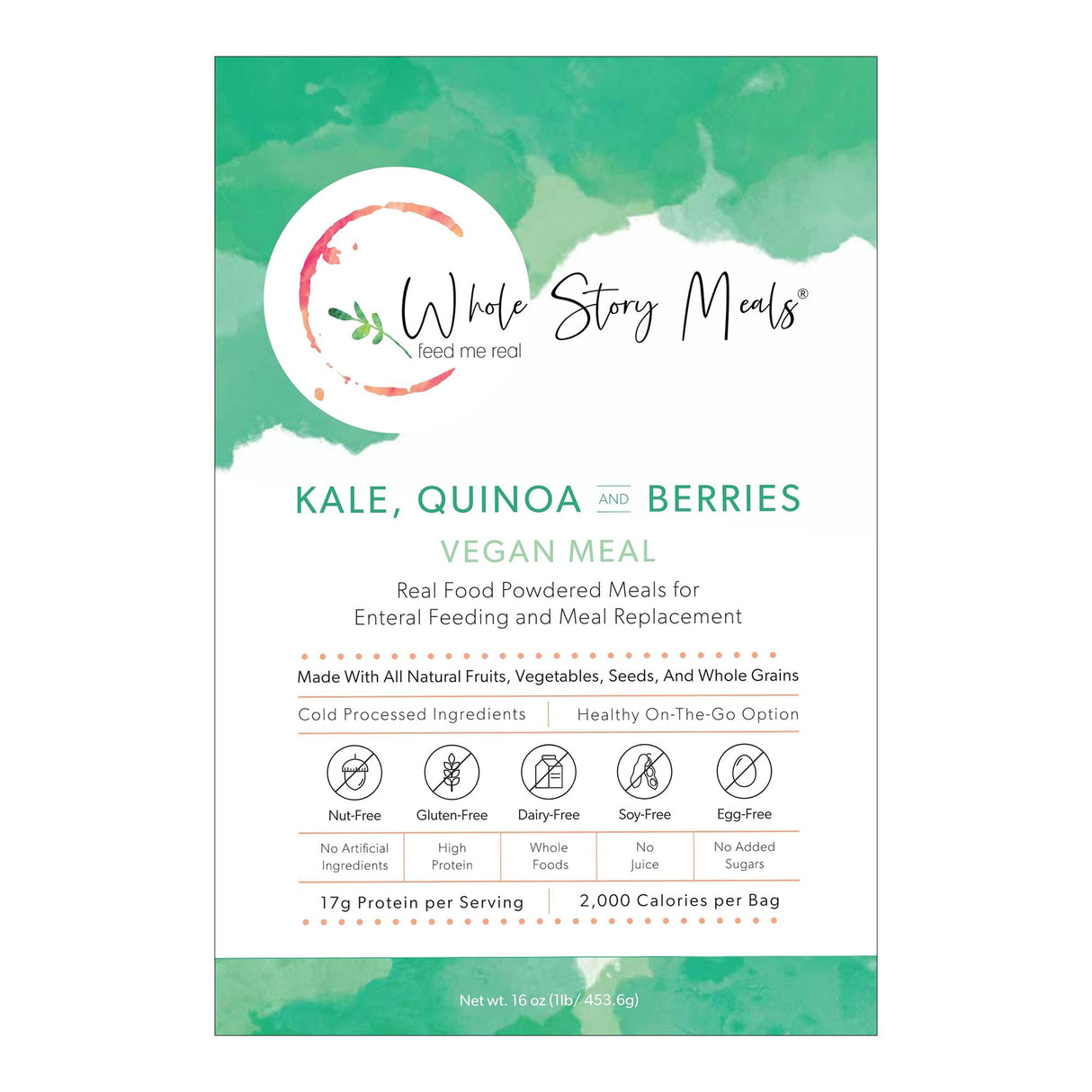 Oral Supplement Whole Story Meals Kale Quinoa Berry Flavor Powder 16 oz. Pouch - BeHope