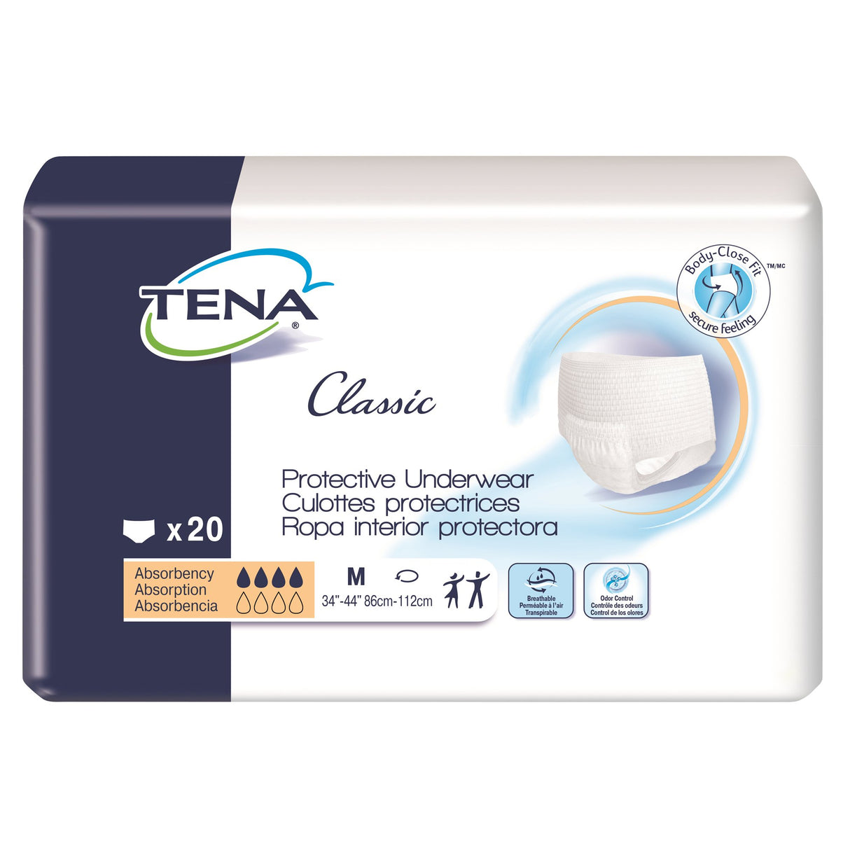 Unisex Adult Absorbent Underwear TENA® Classic Pull On with Tear Away Seams Medium Disposable Moderate Absorbency - BeHope