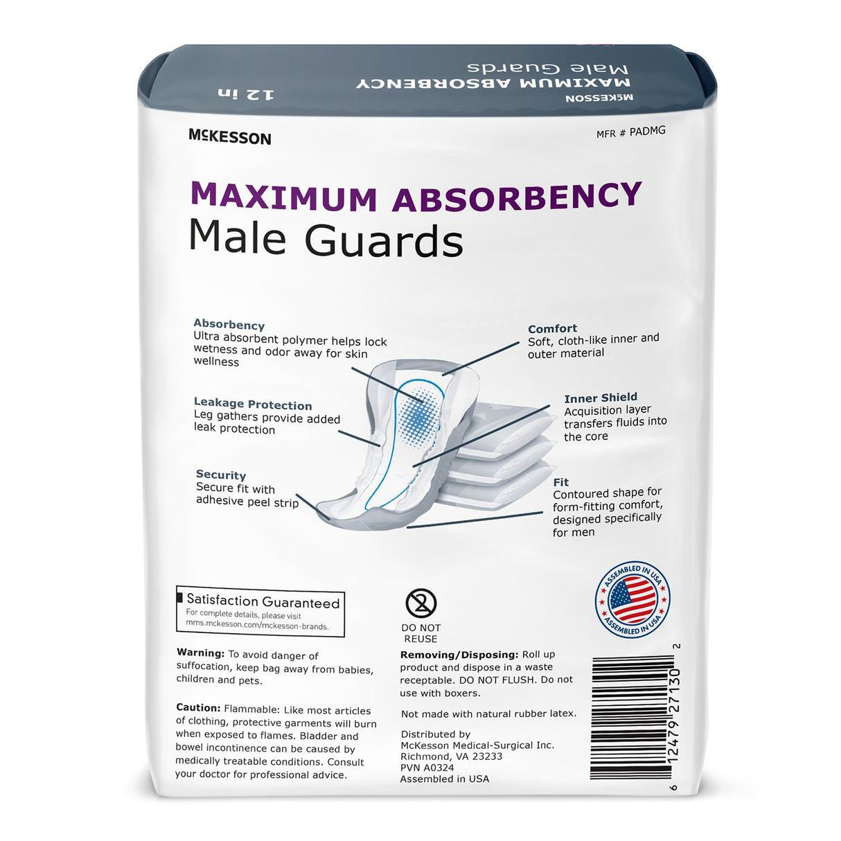 Bladder Control Pad McKesson 12 Inch Heavy Absorbency Polymer Core One Size Fits Most - BeHope