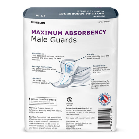 Bladder Control Pad McKesson 12 Inch Heavy Absorbency Polymer Core One Size Fits Most - BeHope