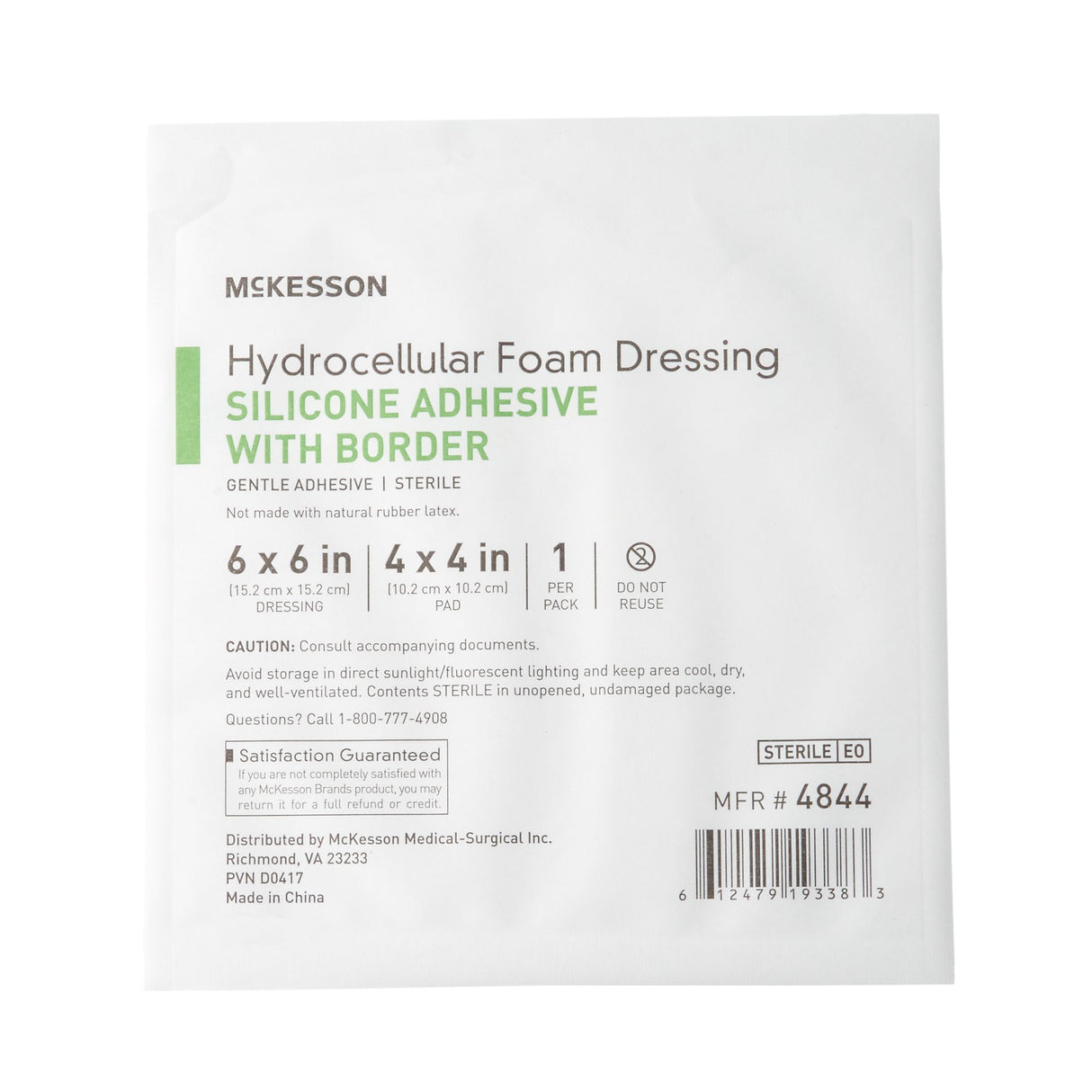 Foam Dressing McKesson 6 X 6 Inch With Border Film Backing Silicone Gel Adhesive Square Sterile - BeHope