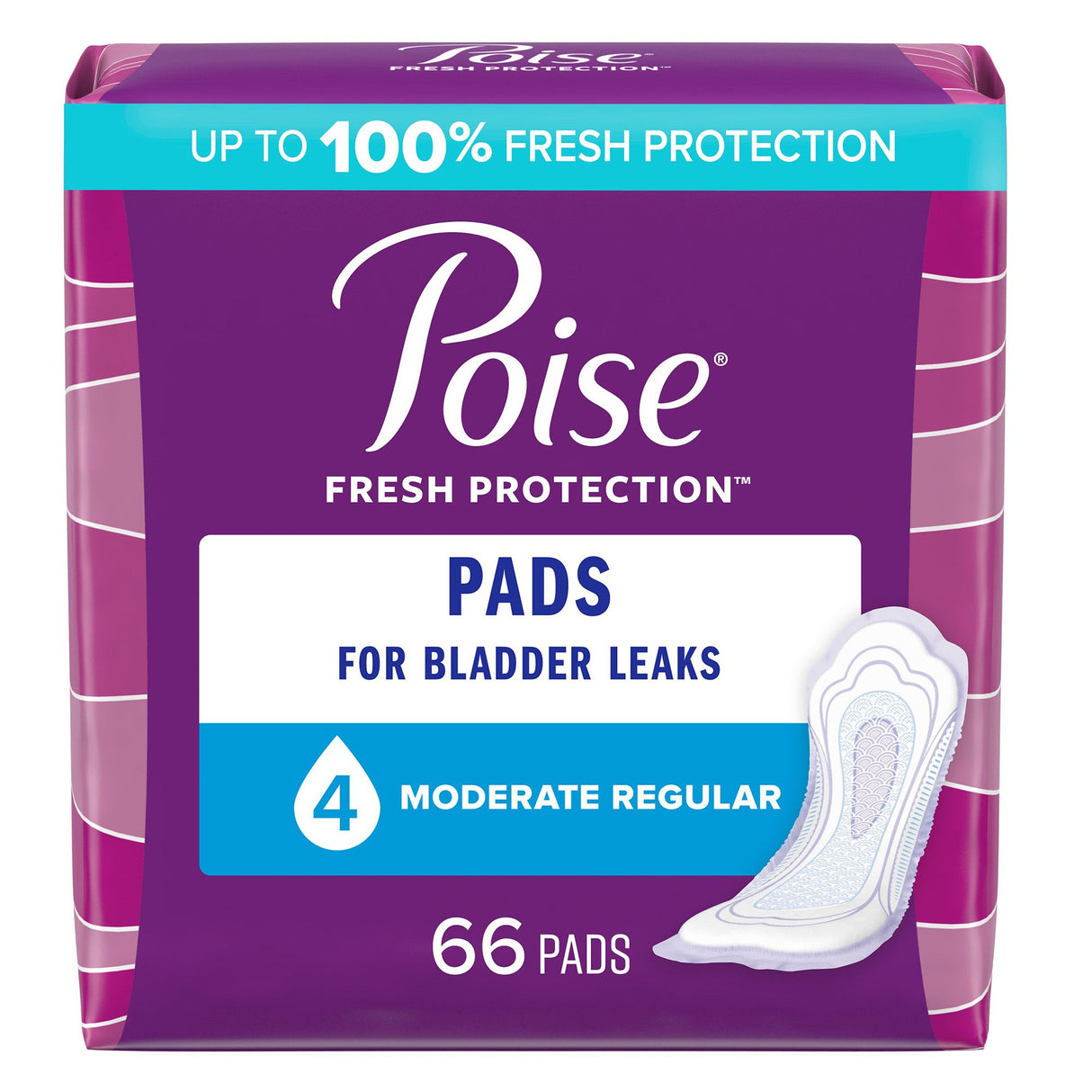 Bladder Control Pad Poise® Fresh Protection™ 10.47 Inch Length Moderate Absorbency Sodium Polyacrylate Core One Size Fits Most - BeHope