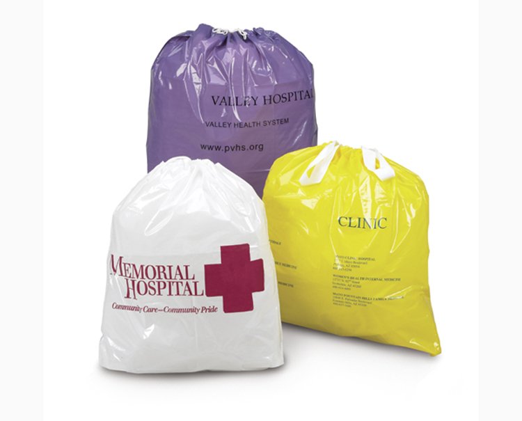 Patient Belongings Bag 20 X 20 Inch Polyethylene Drawstring Closure White - BeHope