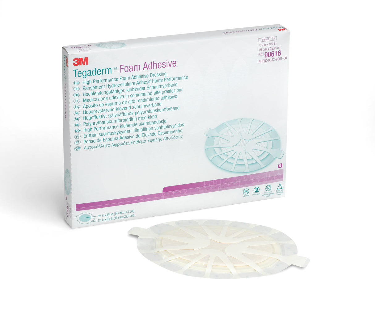 Foam Dressing 3M™ Tegaderm™ High Performance 7-1/2 X 8-3/4 Inch With Border Film Backing Acrylic Adhesive Oval Sterile - BeHope