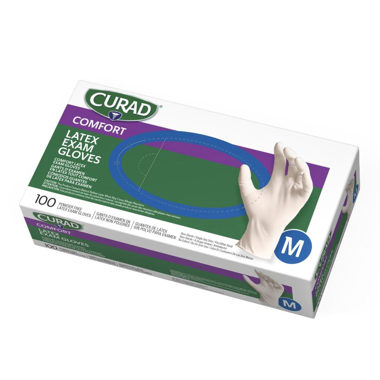 Exam Glove Curad® Medium NonSterile Latex Standard Cuff Length Fully Textured Beige Not Rated - BeHope