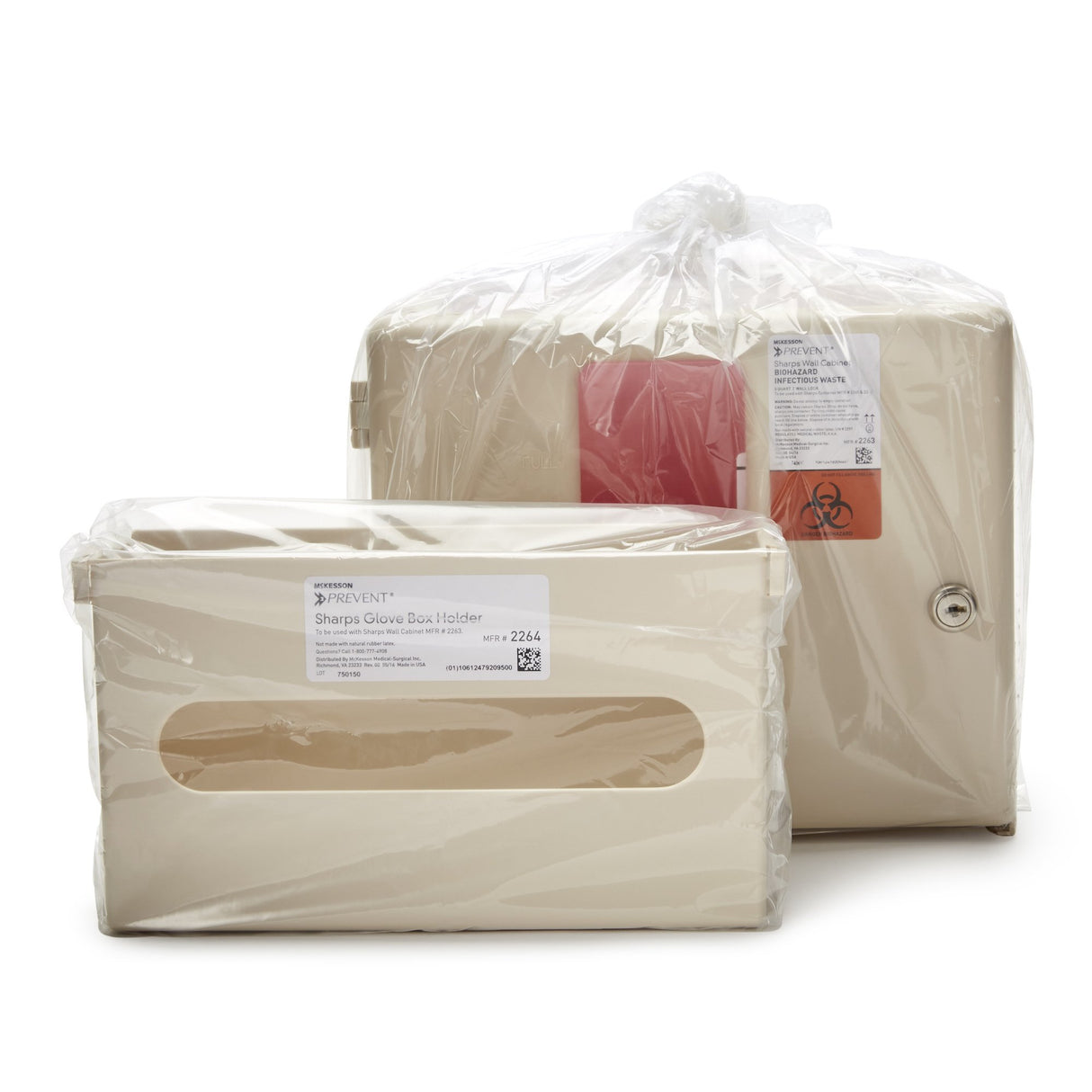 Sharps Container Cabinet / Wall Enclosure with Glove Box McKesson Prevent® Polypropylene Wall Mount Locking - BeHope