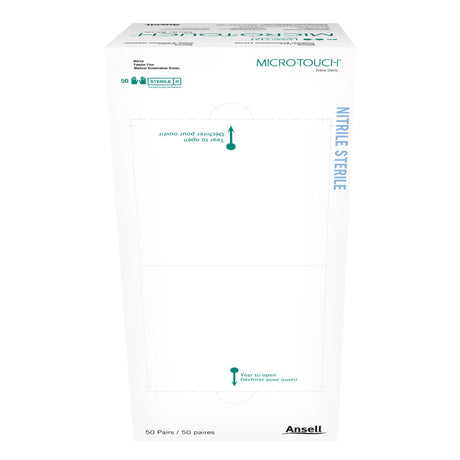 Exam Glove Micro-Touch® Small Sterile Pair Nitrile Extended Cuff Length Textured Fingertips Blue Chemo Tested - BeHope