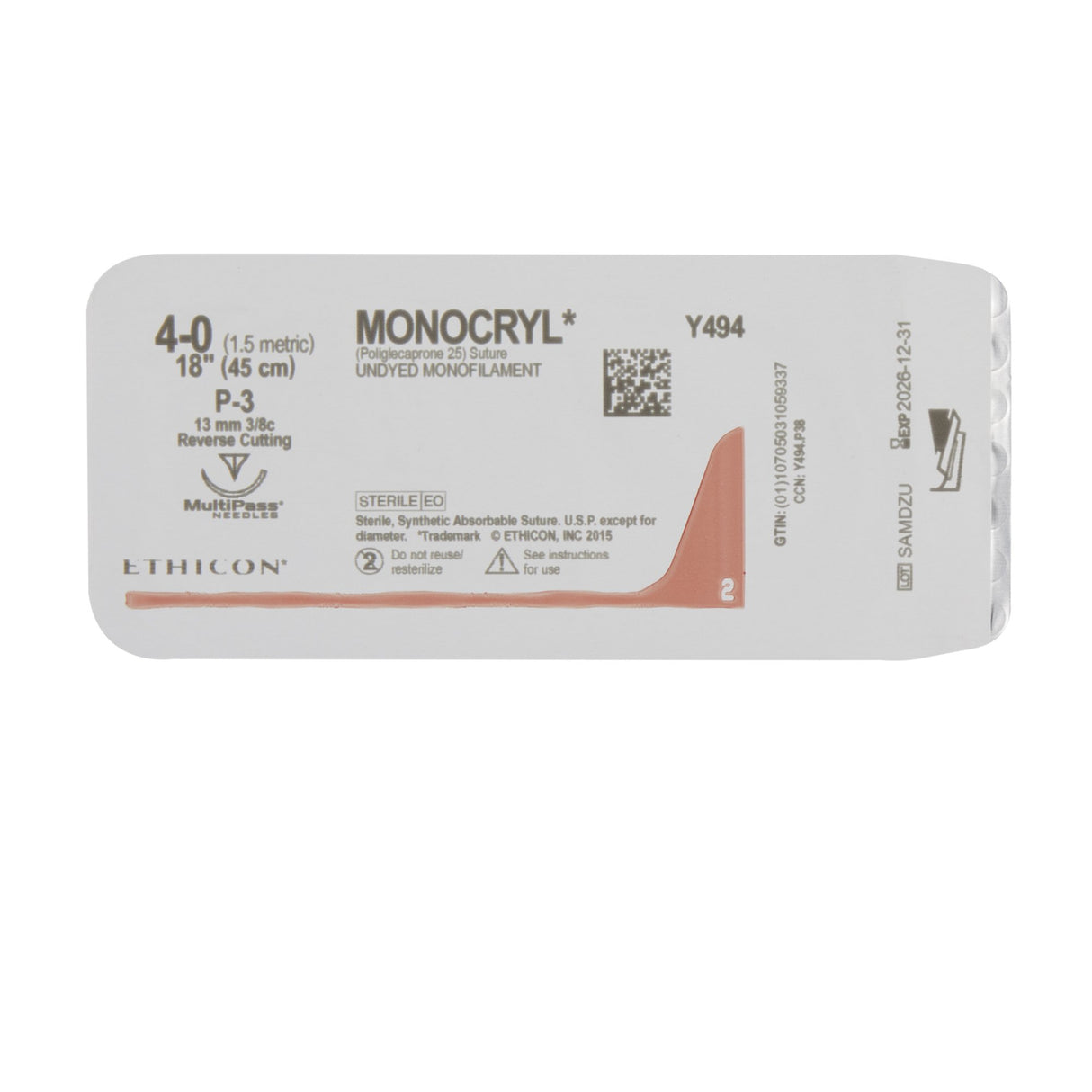 Absorbable Suture With Needle Monocryl™ Poliglecaprone Precision Reverse Cutting - BeHope