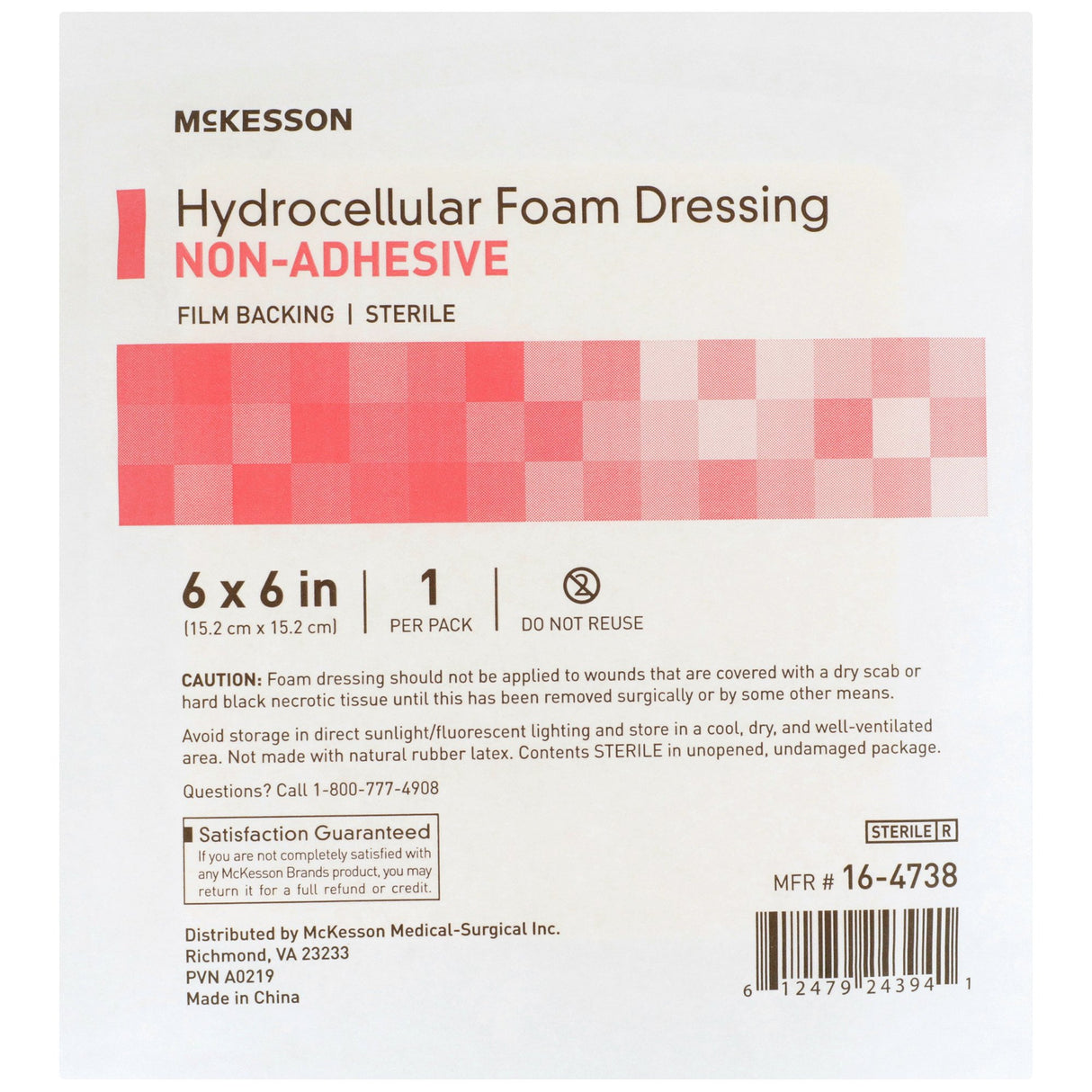 Foam Dressing McKesson 6 X 6 Inch Without Border Film Backing Nonadhesive Square Sterile - BeHope