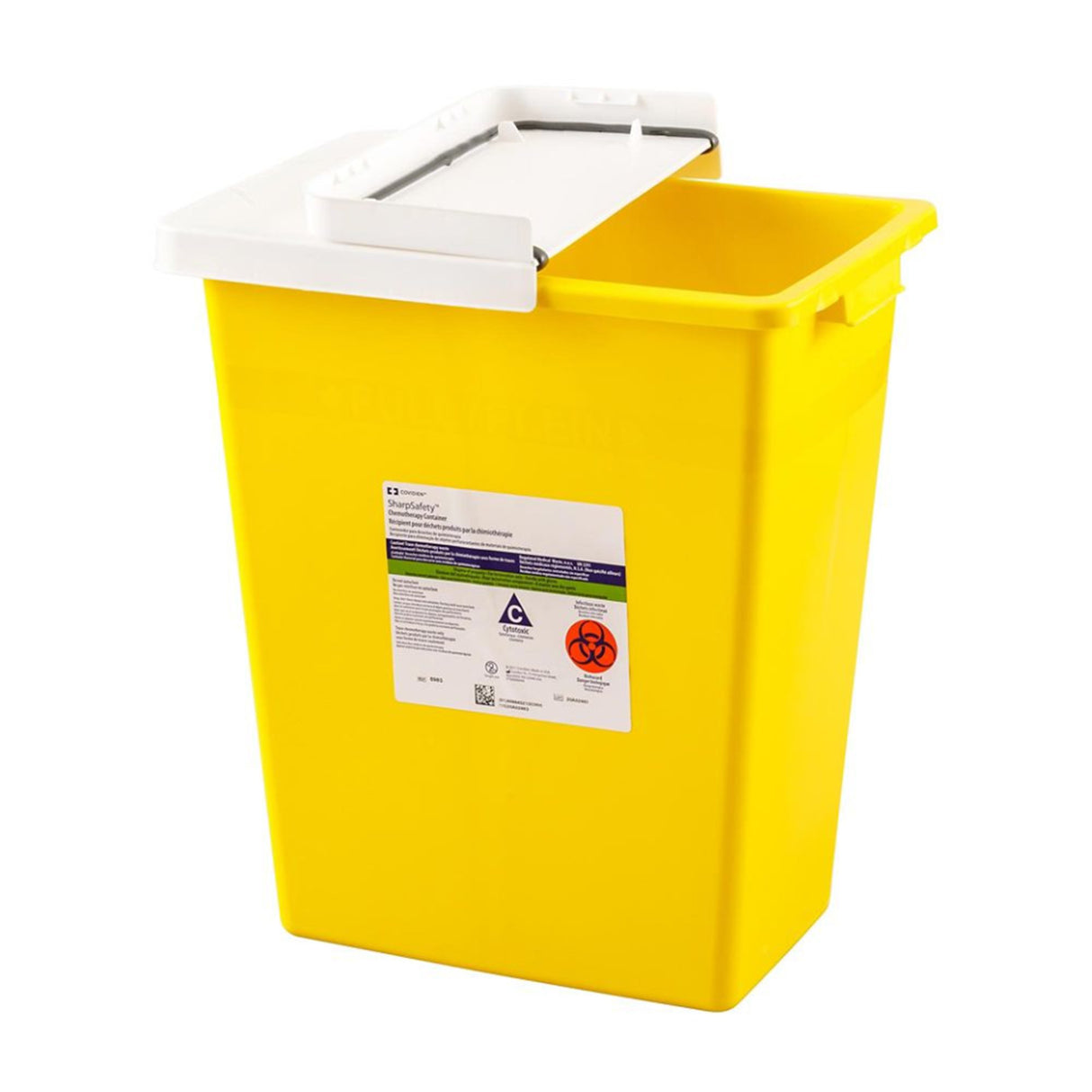 Chemotherapy Waste Container SharpSafety™ Yellow Base 17-1/2 H X 15-1/2 W X 11 D Inch Horizontal / Vertical Entry 8 Gallon - BeHope