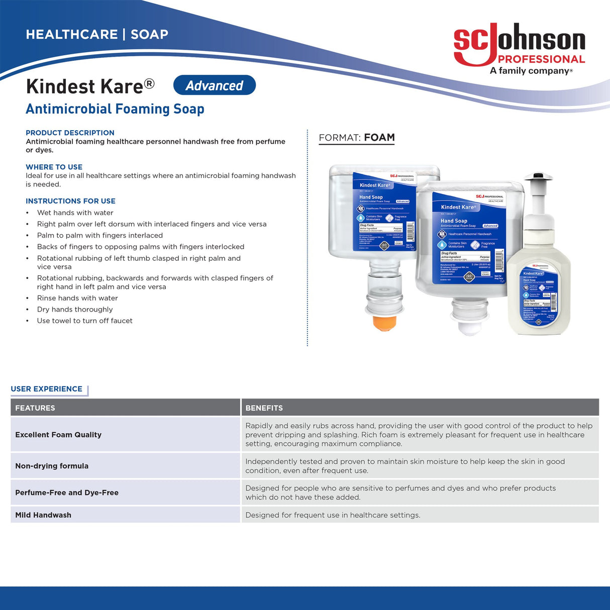 Antimicrobial Soap Kindest Kare® Advanced Foaming 1,000 mL Dispenser Refill Bottle Unscented - BeHope