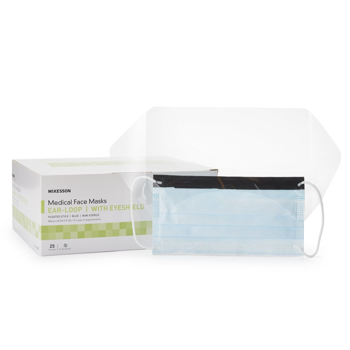 Procedure Mask with Eye Shield McKesson Anti-fog ASTM Level 3 Earloops One Size Fits Most - BeHope