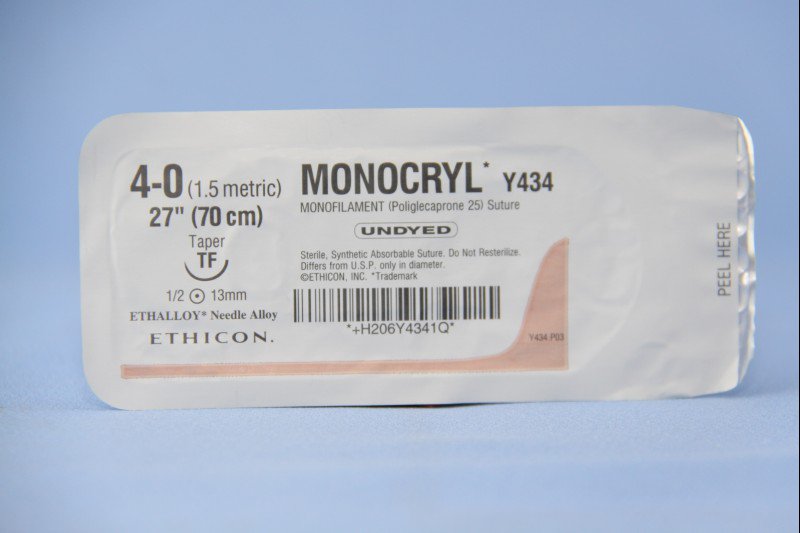 Absorbable Suture with Needle Monocryl™ Poliglecaprone TF 1/2 Circle Taper Point Needle Size 4-0 Monofilament - BeHope