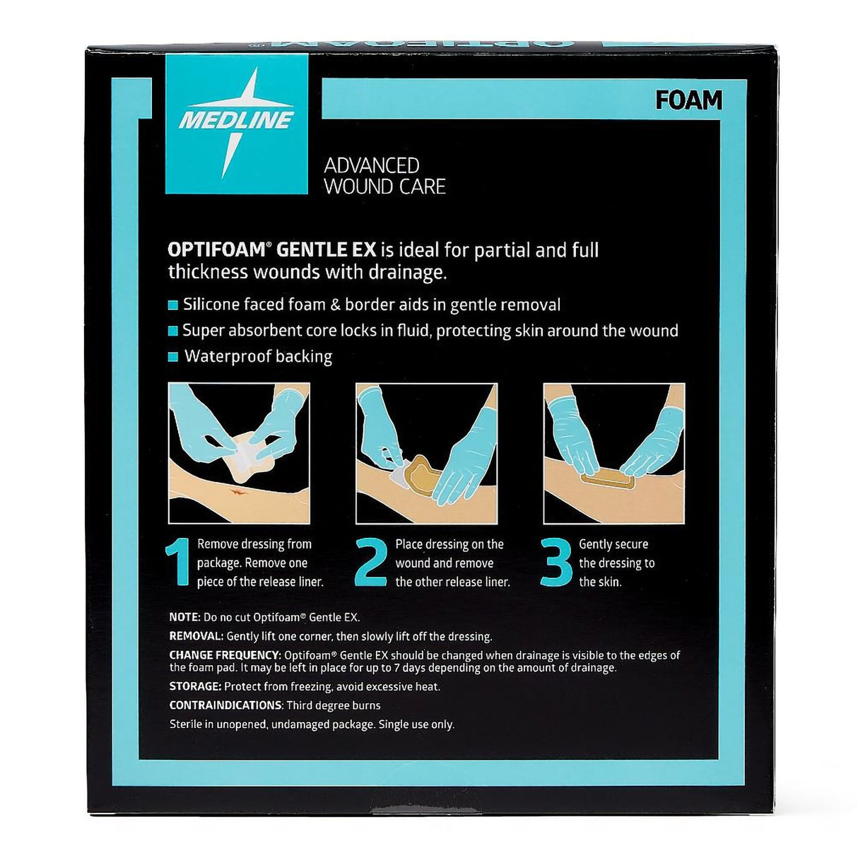 Foam Dressing Optifoam® Gentle EX 4 X 4 Inch With Border Waterproof Backing Silicone Face and Border Square Sterile - BeHope