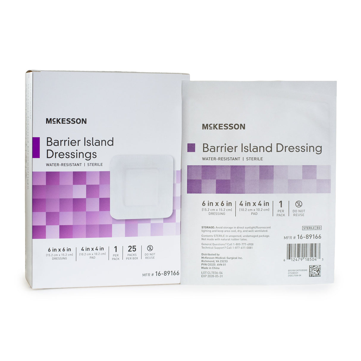 Barrier Island Composite Dressing McKesson 6 X 6 Inch Square Sterile Water Resistant Film Backing - BeHope